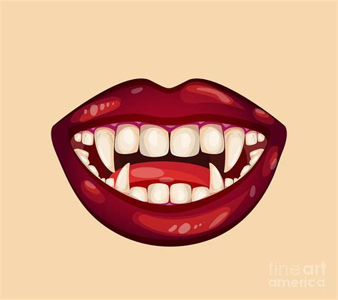 Monster Mouth Female Scary Halloween Fangs Teeth Lips Lipstick Digital