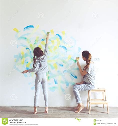 Kid draw sketch on wall. Child painting wall stock image. Image of parent, draw ...