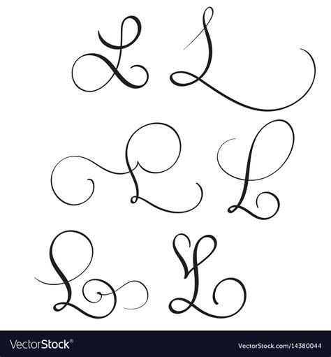 Set Of Art Calligraphy Letter L With Flourish Vector Image