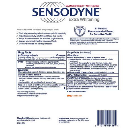 Sensodyne Extra Whitening Toothpaste 65oz 184g 4 Pack My Online