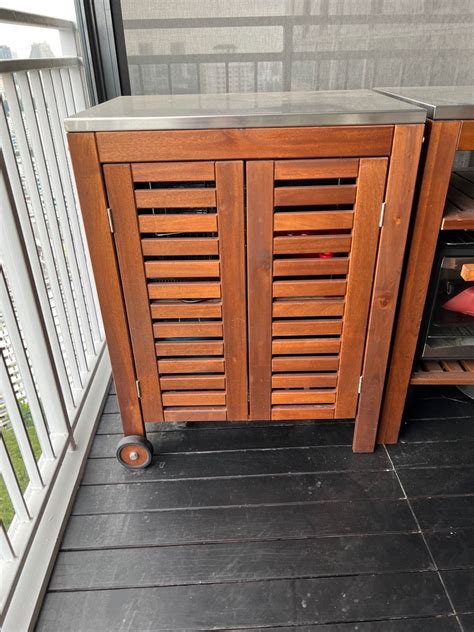 Ikea Applaro Klasen Solid Wood Storage Cabinet With Stainless Steel Top