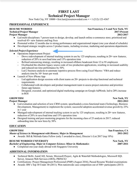 Technical Project Manager Resume Examples For Resume Worded