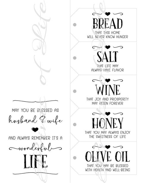 Bread Salt Wine T Tags And Card Wedding Idea Instant Download