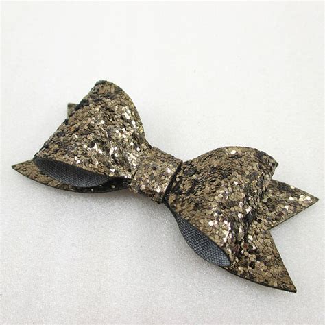 David Accessories Sequin Bowknot Glitter Leather Hair Bow Without Clip