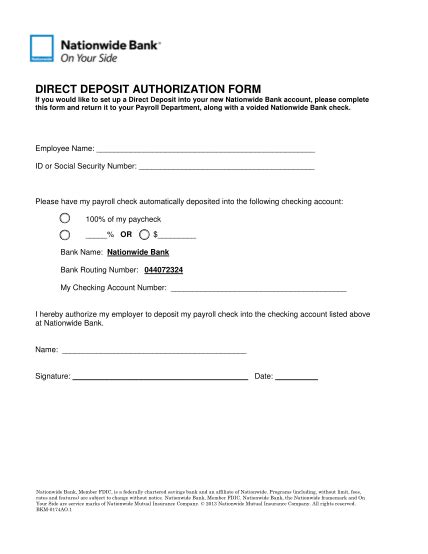 direct deposit authorization form   edit  print