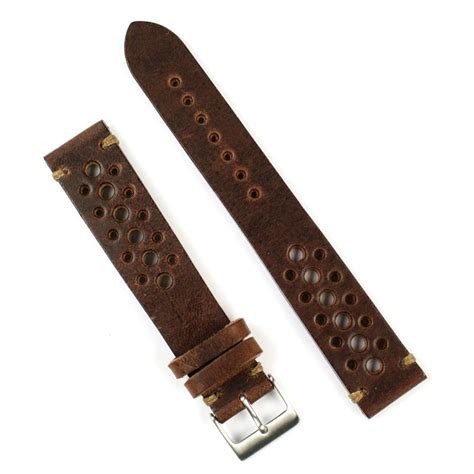 22mm Chestnut Classic Vintage Racing Leather Watch Strap B And R Bands