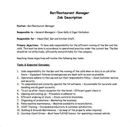 Provide tourist information to guest. Restaurant Manager Job Description | Template Business