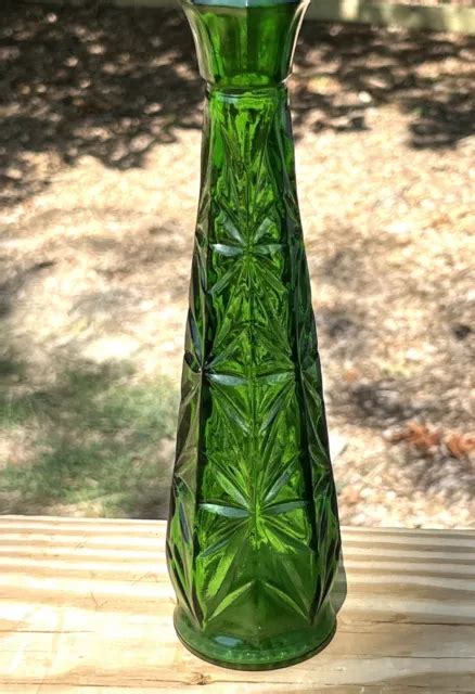 Vintage Anchor Hocking Prescut Pressed Glass Bud Vase Emerald Green 9 Tall 10 65 Picclick