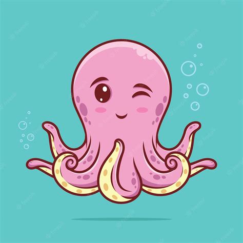 Premium Vector Cute Octopus Gives A Wink Cartoon Vector