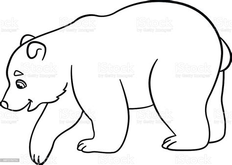 Little cute baby polar bear walks and smiles. Coloring Pages Little Cute Baby Polar Bear Stock ...