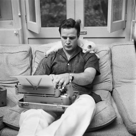 Adorable Photographs Of Marlon Brando With His Cat At Home Circa 1950s ~ Vintage Everyday