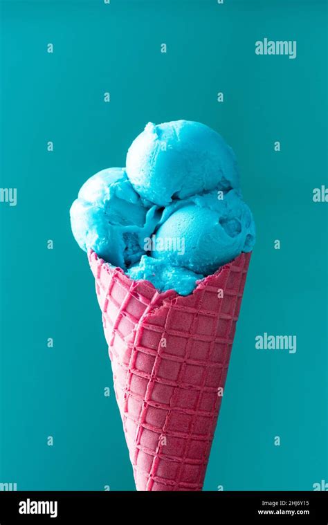 Colourful Pink And Blue Ice Cream Cone Stock Photo Alamy