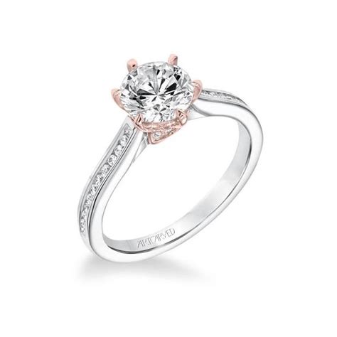 White Gold Engagement Ring With Rose Gold Fancy Crown The Ring Austin