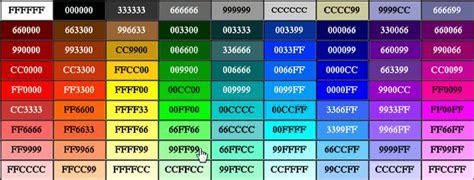 Colors Table Html Color Chart Html Color Codes Html Color