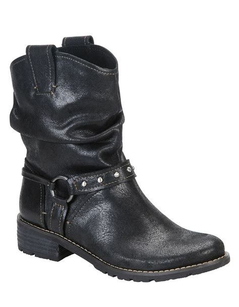 lyst söfft adan leather slouchy ankle boots in black