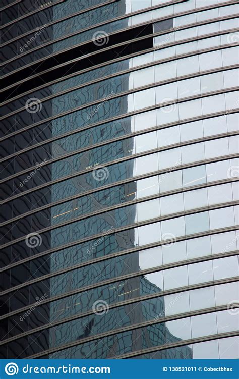 Glass Window Office Building In Modern City Glass Facade Business