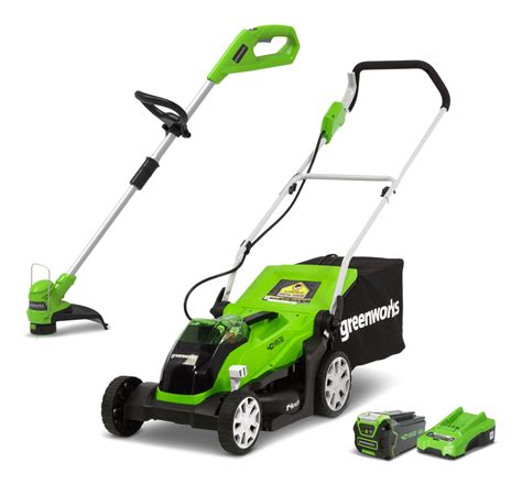 Greenworks 40v Cordless Lawn Mower String Trimmer Combo Includes 4