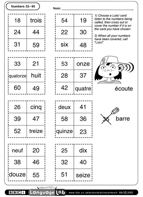 Primary French Printable Worksheet