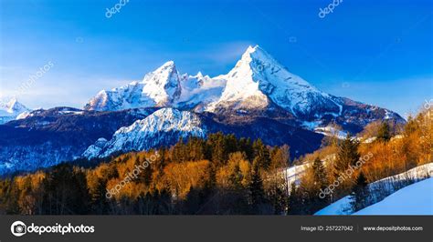 Beautiful Winter Wonderland Mountain Scenery In The Alps With Pilgrimage Church Of Maria Gern