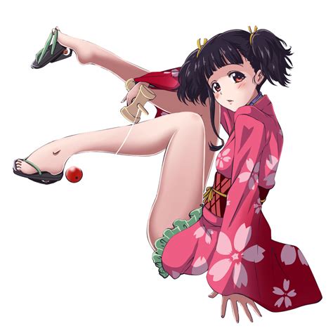 safebooru 1girl arm support bad feet barefoot black hair blush floral print full body hair