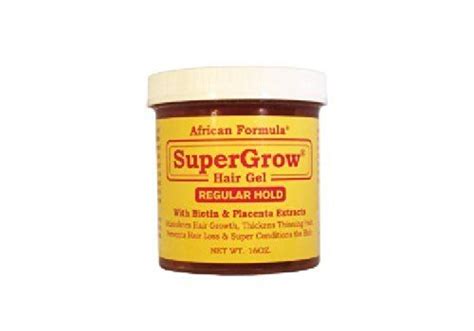 Hair gel is a product especially used for holding and molding hairstyle. African Formula Super Grow Hair Gel Regular Hold 16oz ...