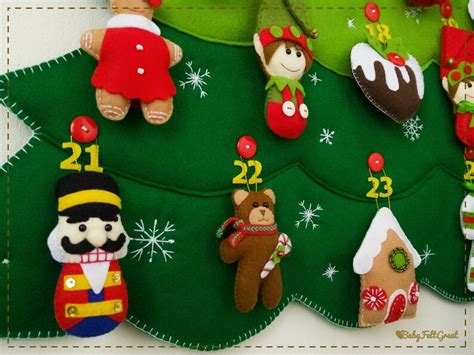 Felt Christmas Tree Advent Calendar 25 Handmade Stuffed Etsy