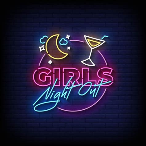 Premium Vector Girls Night Out Neon Signs Style Text Vector