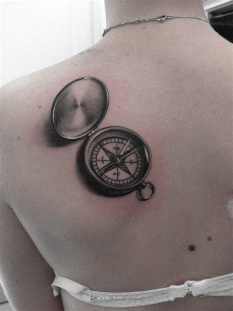 Black Gorgeous Compass Tattoo On Back Tattoomagz › Tattoo Designs