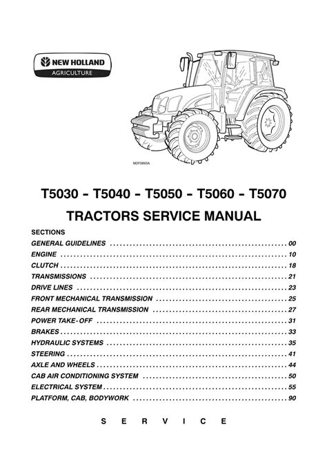 New Holland T5030t5040t5050t5060t5070 Tractor Service Repair Manual