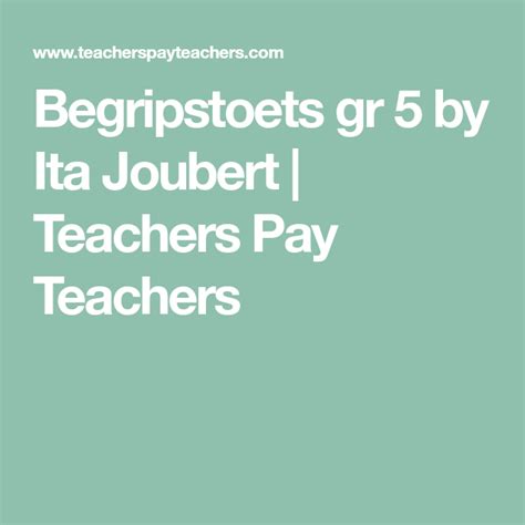 Begripstoets gr 5 | Teacher pay teachers, Teachers pay teachers, My teacher