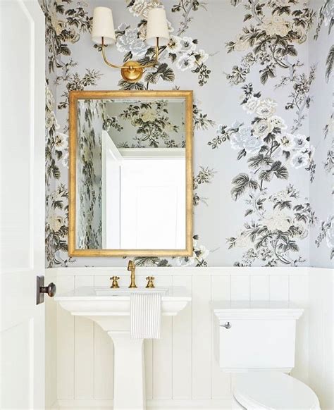 Powder Room With Pretty Floral Wallpaper Powder Room Wallpaper