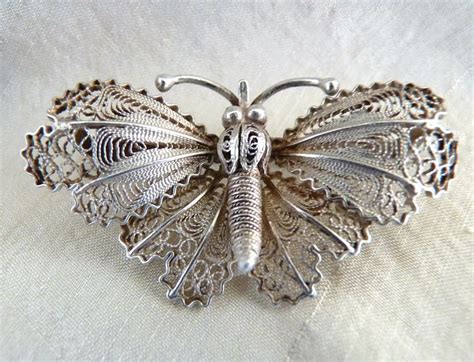 Antique Brooch Sterling Butterfly Filigree Filigree Jewelry Butterfly