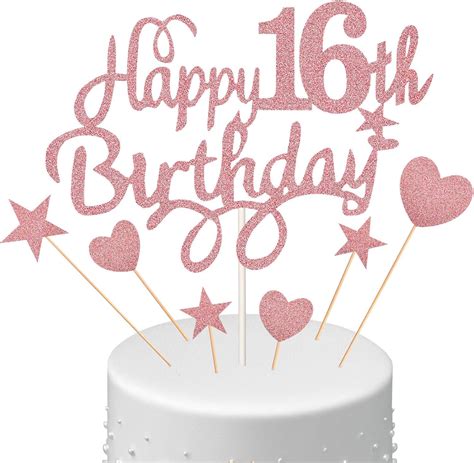 16th Birthday Cake Topper Set Happy 16th Birthday Cake Topper Glitter