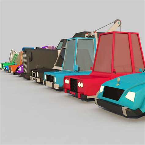 Low Poly Cartoon Cars Collection 3d Cgtrader