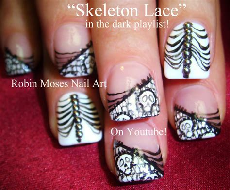 Nail Art By Robin Moses Skeleton Nails Halloween Nails Halloween
