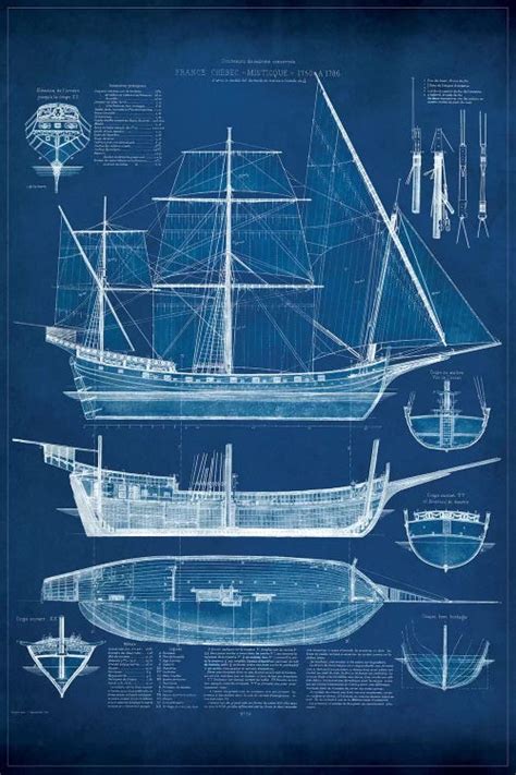 Antique Ship Blueprint I Canvas Print By Vision Studio Icanvas