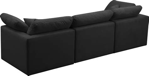 Plush Black Velvet Sofa 105 Cloud Modular Overstuffed Down Filled