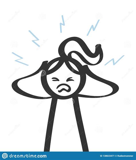 Angry Woman Screaming Female Stick Figure Tearing Her Hair Stock