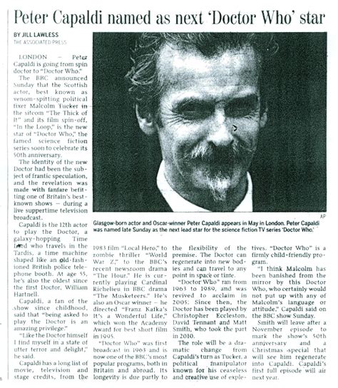 Peter Capaldi named as next "Doctor Who" star - The Doctor Who Cuttings