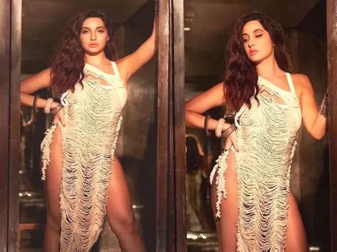 Seeing The Bold Look Of Nora Fatehi Showing Legs In A Mesh Slit Dress Viral Photos Are Proof
