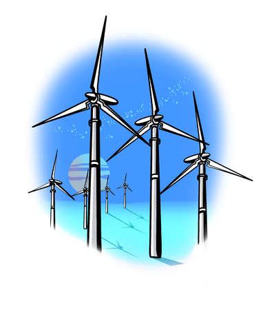 A good cartoonist is one who can extract the main details of an object or a human being and. Stock Illustration - Wind turbines with moon in background