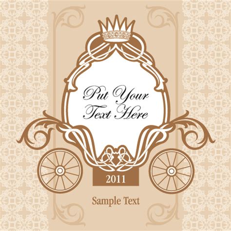Wedding Invitation With Carriage Design Vector 03 Vector Card Free