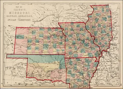 Map Of Illinois Missouri Kansas Arkansas And Indian Territory