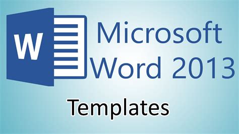 Microsoft Word 2013 Tutorials Document Templates Youtube