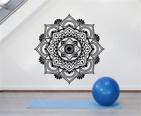 Vinyl Wall Decal Mandala Flowers Mediation Balance Yoga Studio Om Stic