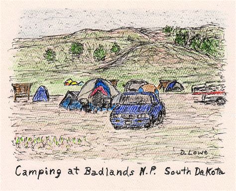 Camping At Badlands National Park Drawing By Danny Lowe Pixels