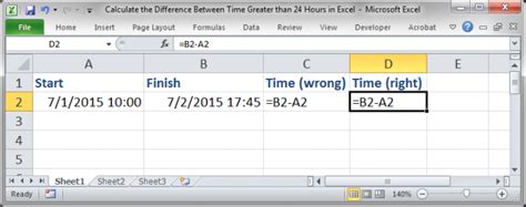 Now use format cells to change the result to general in order to show. Calculate the Difference Between Time Greater than 24 ...