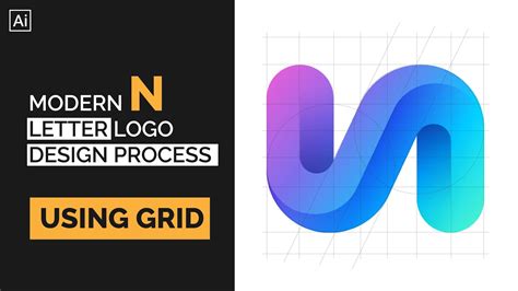 Modern N Letter Logo Design By Using Grid Adobe Illustrator Tutorial