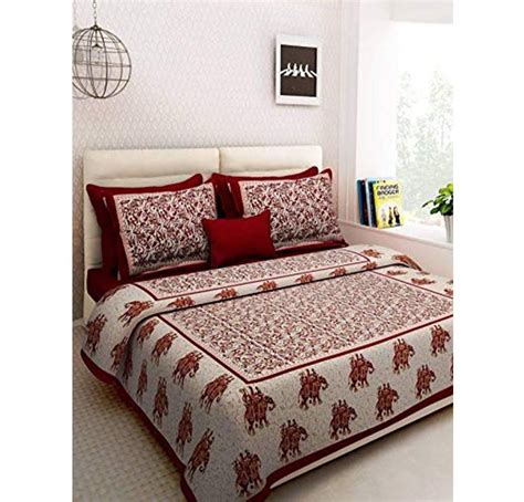 Lifehaxtore Traditional Jaipuri Print King Size Double Bed Sheet With 2