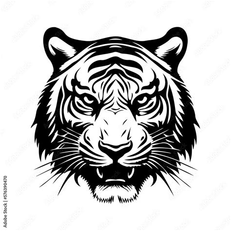 Tiger Face Silhouettes Tiger Face SVG Black And White Tiger Vector